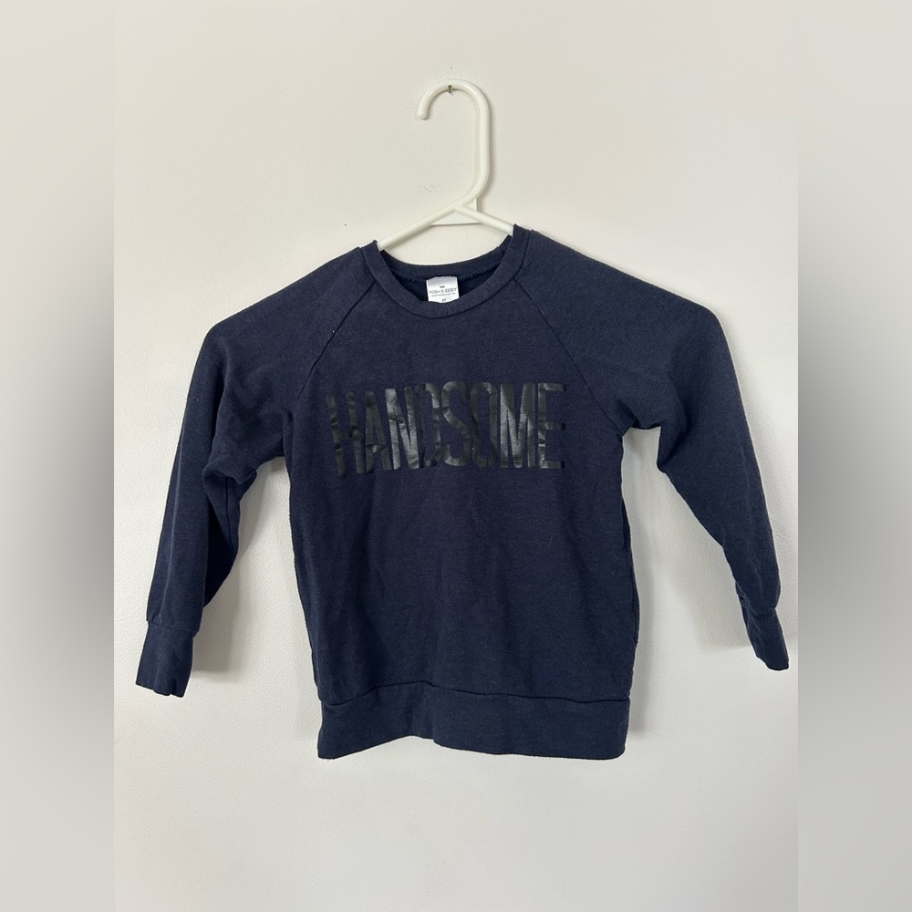 Posh & Cozy Navy “HANDSOME” Crew Neck 4T